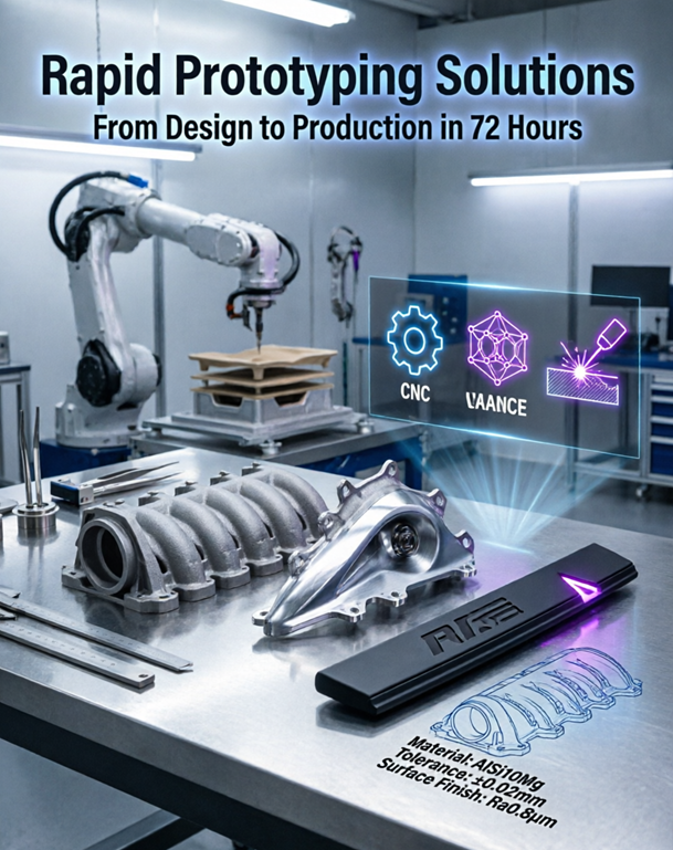 Automotive Parts Rapid Prototyping: Engine Casing, Headlight Bracket, Interior Panel